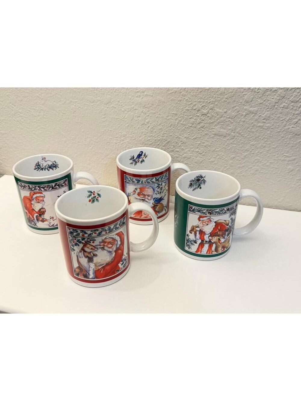 Set of 4 Vintage Santa Claus Christmas Mugs